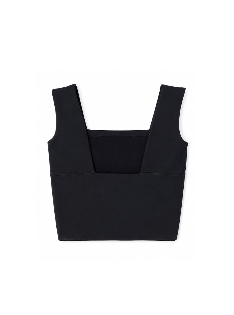 Yu / square neck tank top-Black  スクエアネックタンクトップ