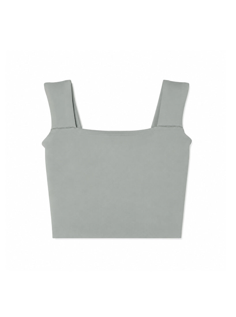 Yuu / square neck tank top-Sand sage  スクエアネックタンクトップ