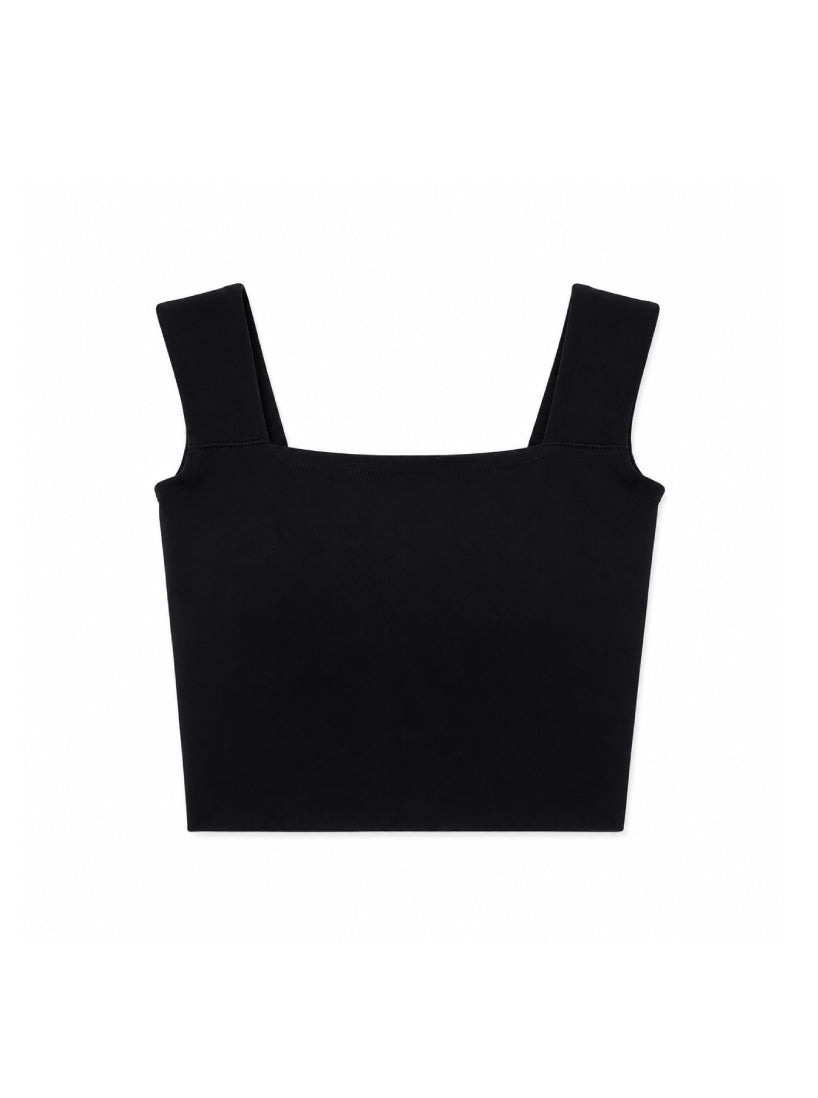 Yu / square neck tank top-Black  スクエアネックタンクトップ
